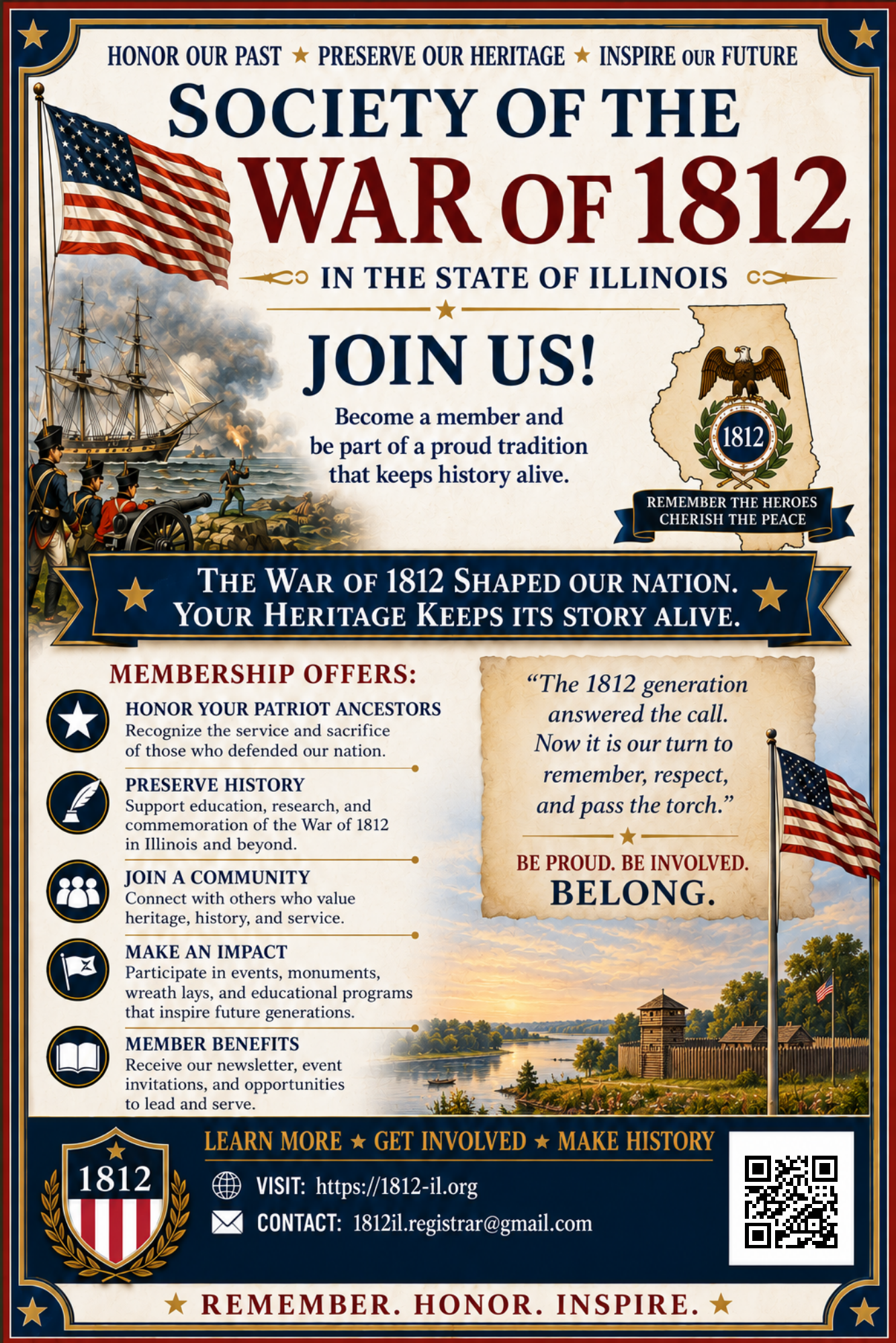 Illinois Society membership banner; select to view the full-size PDF and QR code